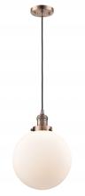  201C-AC-G201-10-LED - Beacon - 1 Light - 10 inch - Antique Copper - Cord hung - Mini Pendant