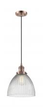  201C-AC-G222-LED - Seneca Falls - 1 Light - 10 inch - Antique Copper - Cord hung - Mini Pendant