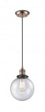  201CBP-ACBK-G204-8 - Beacon - 1 Light - 8 inch - Antique Copper - Cord hung - Mini Pendant