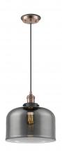  201CBP-ACBK-G73-L - Bell - 1 Light - 12 inch - Antique Copper - Cord hung - Mini Pendant