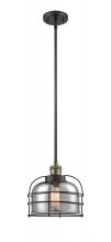  201S-BAB-G73-CE-LED - Bell Cage - 1 Light - 9 inch - Black Antique Brass - Stem Hung - Mini Pendant