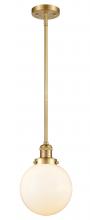  201S-SG-G201-8-LED - Beacon - 1 Light - 8 inch - Satin Gold - Stem Hung - Mini Pendant