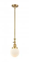  206-SG-G201-6-LED - Beacon - 1 Light - 6 inch - Satin Gold - Stem Hung - Mini Pendant