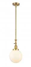  206-SG-G201-8-LED - Beacon - 1 Light - 8 inch - Satin Gold - Stem Hung - Mini Pendant