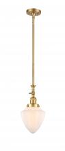  206-SG-G661-7-LED - Bullet - 1 Light - 7 inch - Satin Gold - Stem Hung - Mini Pendant