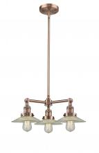  207-AC-G2 - Halophane - 3 Light - 22 inch - Antique Copper - Stem Hung - Chandelier