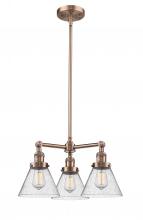  207-AC-G44 - Cone - 3 Light - 22 inch - Antique Copper - Stem Hung - Chandelier