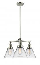  207-PN-G42-LED - Cone - 3 Light - 22 inch - Polished Nickel - Stem Hung - Chandelier