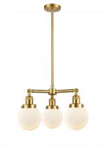  207-SG-G201-6 - Beacon - 3 Light - 19 inch - Satin Gold - Stem Hung - Chandelier