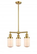  207-SG-G311 - Dover - 3 Light - 17 inch - Satin Gold - Stem Hung - Chandelier