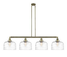  214-AB-G713-L-LED - Bell - 4 Light - 54 inch - Antique Brass - Stem Hung - Island Light