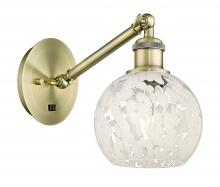  317-1W-AB-G1216-6WM - White Mouchette - 1 Light - 6 inch - Antique Brass - Sconce