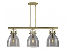  410-3I-BB-G412-10SM - Newton Bell - 3 Light - 42 inch - Brushed Brass - Island Light