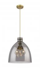  410-3PL-BB-G412-18SM - Newton Bell - 3 Light - 18 inch - Brushed Brass - Cord hung - Pendant