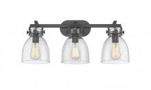  410-3W-BK-G412-7SDY - Newton Bell - 3 Light - 27 inch - Matte Black - Bath Vanity Light