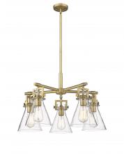  411-5CR-BB-G411-7CL - Newton Cone - 5 Light - 26 inch - Brushed Brass - Chandelier