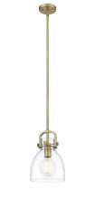  412-1S-BB-8CL-LED - Newton Bell - 1 Light - 8 inch - Brushed Brass - Cord hung - Mini Pendant