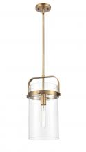  413-1SM-BB-G413-1S-8CL - Pilaster - 1 Light - 8 inch Glass - Brushed Brass - Pendant