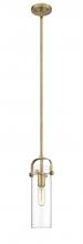 Innovations Lighting 423-1S-BB-4CL-LED - Pilaster - 1 Light - 12 inch Long Glass - Brushed Brass - Stem hung - Mini Pendant