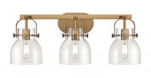  423-3W-BB-G412-6CL - Pilaster II Bell - 3 Light - 27 inch - Brushed Brass - Bath Vanity Light