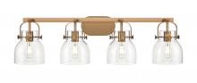  423-4W-BB-G412-6CL - Pilaster II Bell - 4 Light - 37 inch - Brushed Brass - Bath Vanity Light