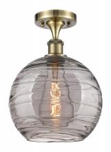  516-1C-AB-G1213-10SM - Athens Deco Swirl - 1 Light - 10 inch - Antique Brass - Semi-Flush Mount