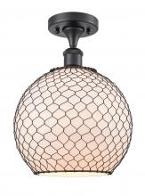 Innovations Lighting 516-1C-BK-G121-10CBK-LED - Farmhouse Chicken Wire - 1 Light - 10 inch - Matte Black - Semi-Flush Mount