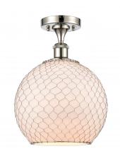 Innovations Lighting 516-1C-PN-G121-10CSN-LED - Farmhouse Chicken Wire - 1 Light - 10 inch - Polished Nickel - Semi-Flush Mount