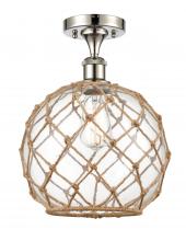 Innovations Lighting 516-1C-PN-G122-10RB-LED - Farmhouse Rope - 1 Light - 10 inch - Polished Nickel - Semi-Flush Mount