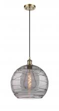  516-1P-AB-G1213-14SM - Athens Deco Swirl - 1 Light - 14 inch - Antique Brass - Cord hung - Pendant