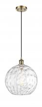  516-1P-AB-G1215-12-LED - Athens Water Glass - 1 Light - 12 inch - Antique Brass - Cord hung - Mini Pendant