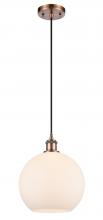  516-1P-AC-G121-10-LED - Athens - 1 Light - 10 inch - Antique Copper - Cord hung - Mini Pendant