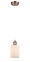  516-1P-AC-G341-LED - Hadley - 1 Light - 5 inch - Antique Copper - Cord hung - Mini Pendant