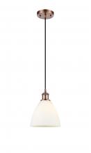  516-1P-AC-GBD-751-LED - Bristol - 1 Light - 8 inch - Antique Copper - Cord hung - Mini Pendant