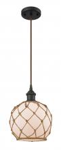 Innovations Lighting 516-1P-OB-G121-8RB-LED - Farmhouse Rope - 1 Light - 8 inch - Oil Rubbed Bronze - Cord hung - Mini Pendant