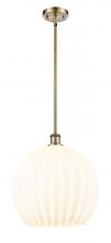  516-1S-AB-G1217-14WV - White Venetian - 1 Light - 14 inch - Antique Brass - Pendant