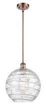  516-1S-AC-G1213-12-LED - Athens Deco Swirl - 1 Light - 12 inch - Antique Copper - Mini Pendant