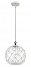  516-1S-WPC-G122-10RW-LED - Farmhouse Rope - 1 Light - 10 inch - White Polished Chrome - Mini Pendant