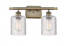  516-2W-AB-G112C-5CL - Cobbleskill - 2 Light - 15 inch - Antique Brass - Bath Vanity Light