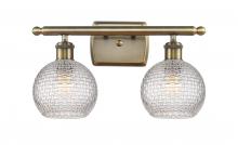  516-2W-AB-G122C-6CL - Athens - 2 Light - 16 inch - Antique Brass - Bath Vanity Light