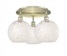  516-3C-AB-G1216-10WM - White Mouchette - 3 Light - 22 inch - Antique Brass - Flush Mount