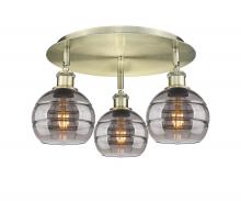  516-3C-AB-G556-6SM - Rochester - 3 Light - 18 inch - Antique Brass - Flush Mount