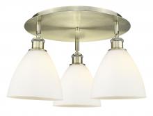  516-3C-AB-GBD-751 - Bristol - 3 Light - 19 inch - Antique Brass - Flush Mount