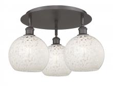  516-3C-OB-G1216-8WM - White Mouchette - 3 Light - 20 inch - Oil Rubbed Bronze - Flush Mount