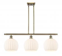  516-3I-AB-G1217-10WV - White Venetian - 3 Light - 37 inch - Antique Brass - Stem Hung - Island Light