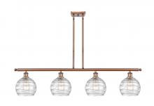  516-4I-AC-G1213-8-LED - Athens Deco Swirl - 4 Light - 48 inch - Antique Copper - Cord hung - Island Light