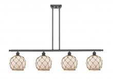  516-4I-BK-G121-8RB-LED - Farmhouse Rope - 4 Light - 48 inch - Matte Black - Cord hung - Island Light