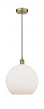  616-1P-AB-G121-12-LED - Athens - 1 Light - 12 inch - Antique Brass - Cord hung - Mini Pendant