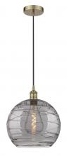  616-1P-AB-G1213-14SM - Athens Deco Swirl - 1 Light - 14 inch - Antique Brass - Cord hung - Pendant