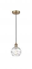  616-1P-AB-G1213-6-LED - Athens Deco Swirl - 1 Light - 6 inch - Antique Brass - Cord hung - Mini Pendant